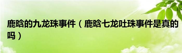 鹿晗的九龙珠事件（鹿晗七龙吐珠事件是真的吗）