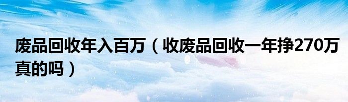 废品回收年入百万（收废品回收一年挣270万真的吗）