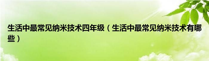 生活中最常见纳米技术四年级（生活中最常见纳米技术有哪些）