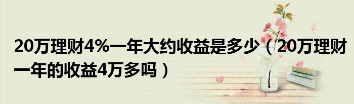 20万理财4%一年大约收益是多少（20万理财一年的收益4万多吗）