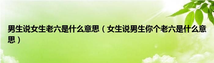 男生说女生老六是什么意思（女生说男生你个老六是什么意思）