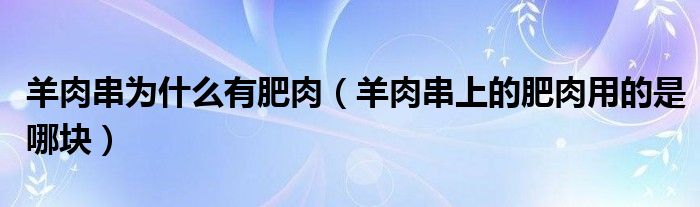 羊肉串为什么有肥肉（羊肉串上的肥肉用的是哪块）