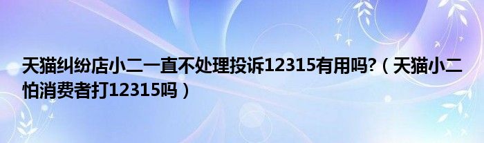 天猫纠纷店小二一直不处理投诉12315有用吗?（天猫小二怕消费者打12315吗）