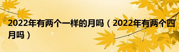 2022年有两个一样的月吗（2022年有两个四月吗）