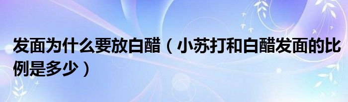 发面为什么要放白醋（小苏打和白醋发面的比例是多少）