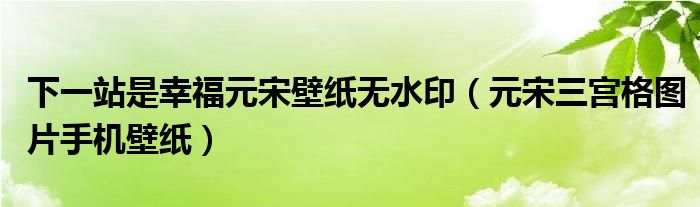 下一站是幸福元宋壁纸无水印（元宋三宫格图片手机壁纸）