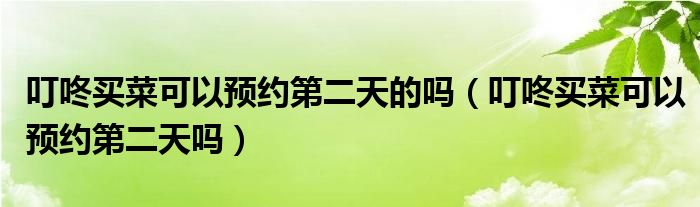 叮咚买菜可以预约第二天的吗（叮咚买菜可以预约第二天吗）