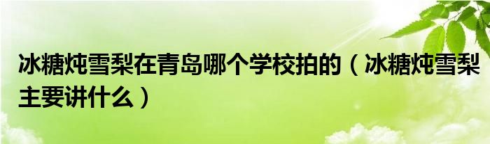 冰糖炖雪梨在青岛哪个学校拍的（冰糖炖雪梨主要讲什么）