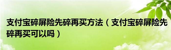 支付宝碎屏险先碎再买方法（支付宝碎屏险先碎再买可以吗）