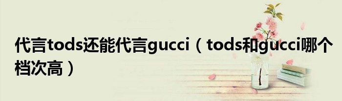 代言tods还能代言gucci（tods和gucci哪个档次高）