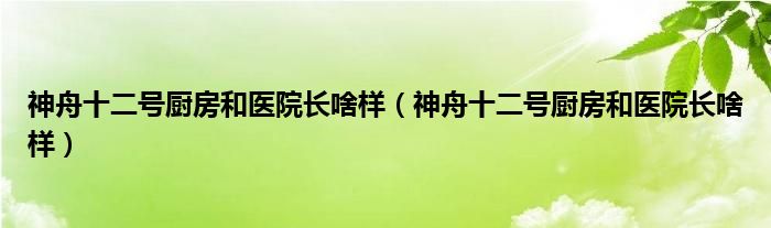 神舟十二号厨房和医院长啥样（神舟十二号厨房和医院长啥样）