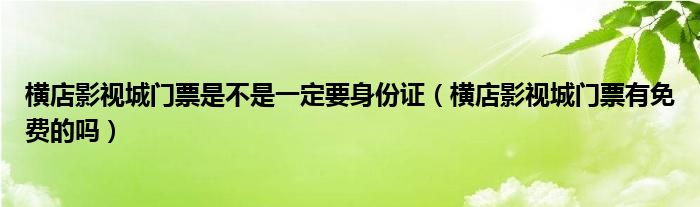 横店影视城门票是不是一定要身份证（横店影视城门票有免费的吗）