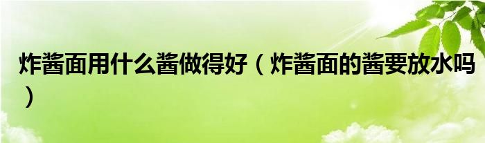 炸酱面用什么酱做得好（炸酱面的酱要放水吗）