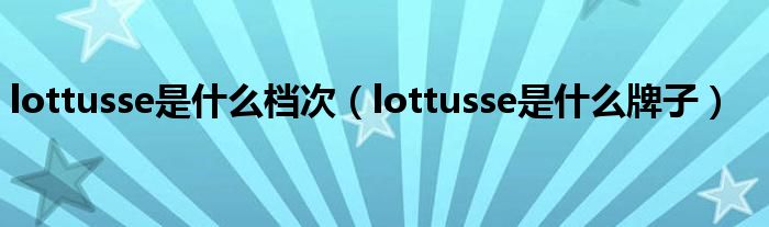 lottusse是什么档次（lottusse是什么牌子）