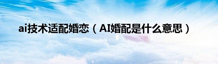 ai技术适配婚恋（AI婚配是什么意思）