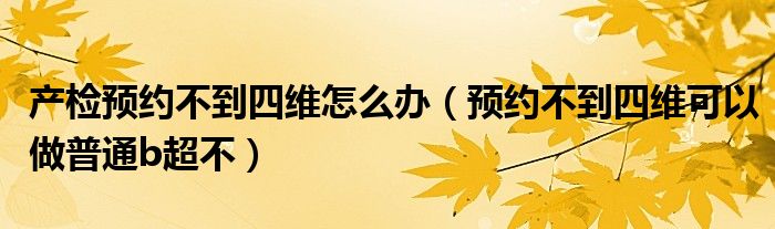 产检预约不到四维怎么办（预约不到四维可以做普通b超不）