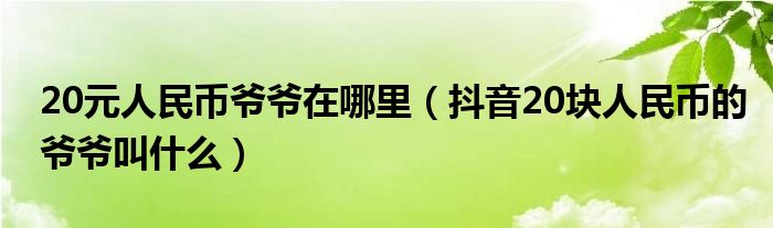 20元人民币爷爷在哪里（抖音20块人民币的爷爷叫什么）