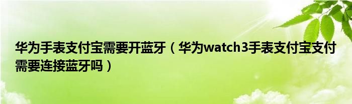 华为手表支付宝需要开蓝牙（华为watch3手表支付宝支付需要连接蓝牙吗）