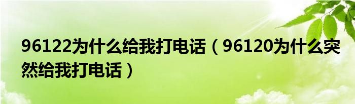 96122为什么给我打电话（96120为什么突然给我打电话）