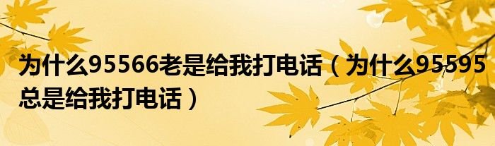 为什么95566老是给我打电话（为什么95595总是给我打电话）