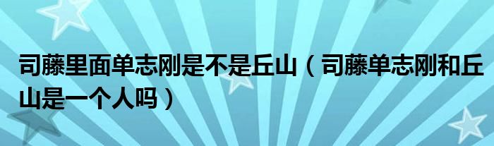 司藤里面单志刚是不是丘山（司藤单志刚和丘山是一个人吗）