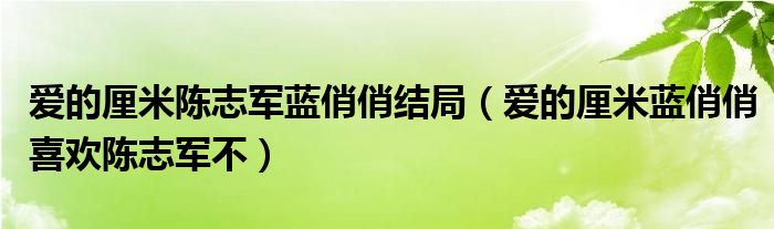 爱的厘米陈志军蓝俏俏结局（爱的厘米蓝俏俏喜欢陈志军不）