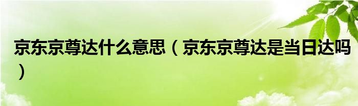 京东京尊达什么意思（京东京尊达是当日达吗）