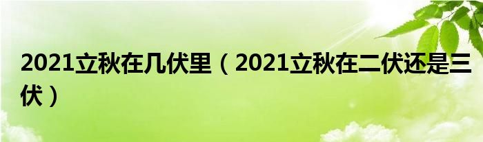 2021立秋在几伏里（2021立秋在二伏还是三伏）