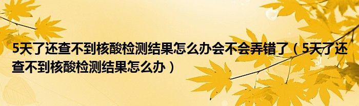 5天了还查不到核酸检测结果怎么办会不会弄错了（5天了还查不到核酸检测结果怎么办）