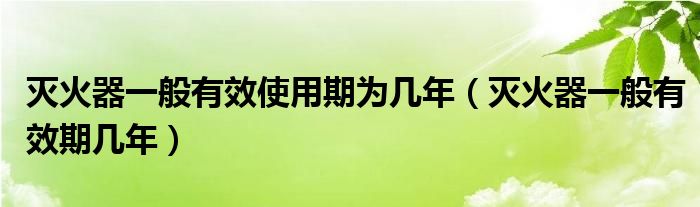 灭火器一般有效使用期为几年（灭火器一般有效期几年）