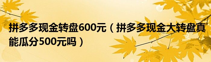 拼多多现金转盘600元（拼多多现金大转盘真能瓜分500元吗）