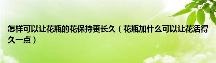 怎样可以让花瓶的花保持更长久（花瓶加什么可以让花活得久一点）