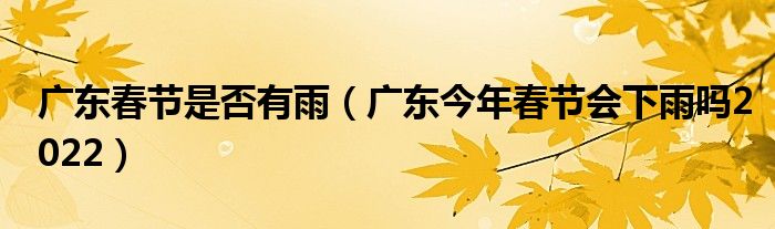 广东春节是否有雨（广东今年春节会下雨吗2022）