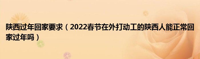 陕西过年回家要求（2022春节在外打动工的陕西人能正常回家过年吗）