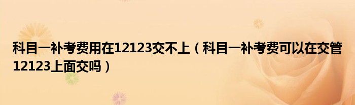 科目一补考费用在12123交不上（科目一补考费可以在交管12123上面交吗）