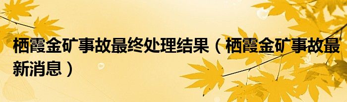 栖霞金矿事故最终处理结果（栖霞金矿事故最新消息）