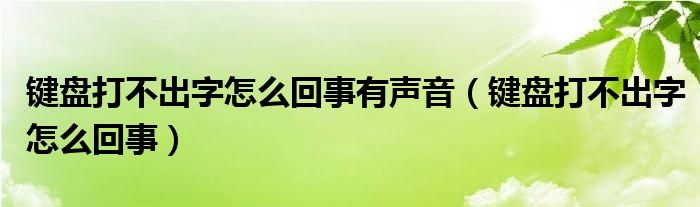 键盘打不出字怎么回事有声音（键盘打不出字怎么回事）