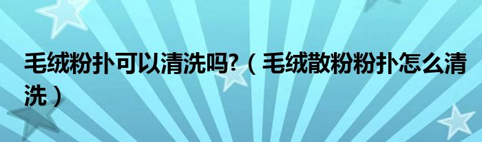 毛绒粉扑可以清洗吗?（毛绒散粉粉扑怎么清洗）