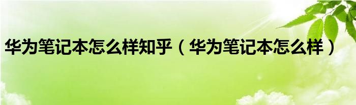 华为笔记本怎么样知乎（华为笔记本怎么样）