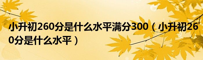 小升初260分是什么水平满分300（小升初260分是什么水平）