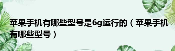 苹果手机有哪些型号是6g运行的（苹果手机有哪些型号）