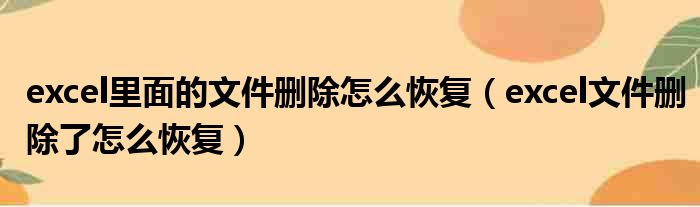 excel里面的文件删除怎么恢复（excel文件删除了怎么恢复）