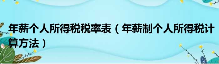 年薪个人所得税税率表（年薪制个人所得税计算方法）