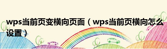 wps当前页变横向页面（wps当前页横向怎么设置）