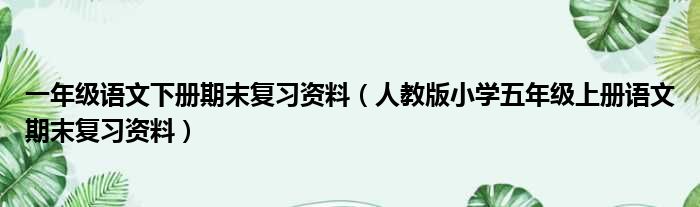 一年级语文下册期末复习资料（人教版小学五年级上册语文期末复习资料）