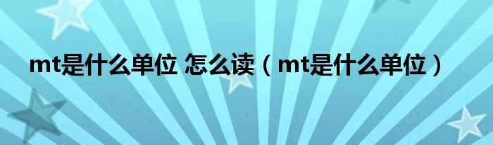 mt是什么单位 怎么读（mt是什么单位）