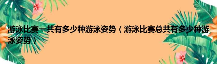 游泳比赛一共有多少种游泳姿势（游泳比赛总共有多少种游泳姿势）