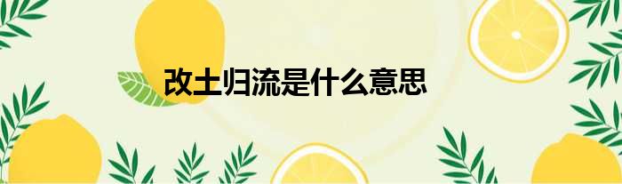 改土归流是什么意思