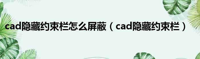 cad隐藏约束栏怎么屏蔽（cad隐藏约束栏）