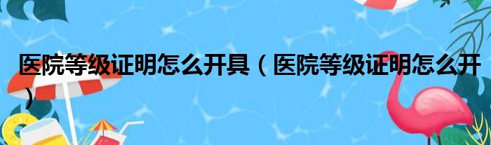 医院等级证明怎么开具（医院等级证明怎么开）